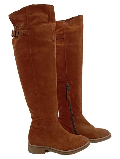 Jolana & Fenena Damen Overknee Stiefel Wildleder Braun Gr. 36
