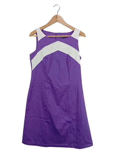 Daniel Hechter Businesskleid Damen Gr. 38 Lila Weiß Ärmellos Elegant