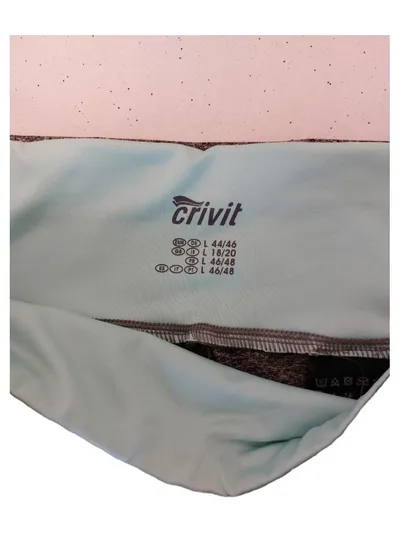 Crivit Damen Sport Capri Hose Gr. 44/46 L Grau Mint Fitness Leggings