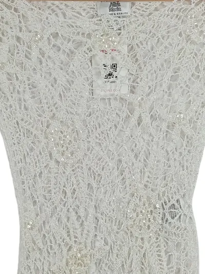 Alba Moda Pullover Damen Lochmuster Viskose Weiß Gr. 34/XS Festlich
