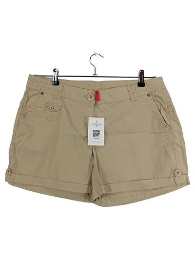 QS by s.Oliver Damen Cargo Shorts Beige Baumwolle Gr. 40 Casual