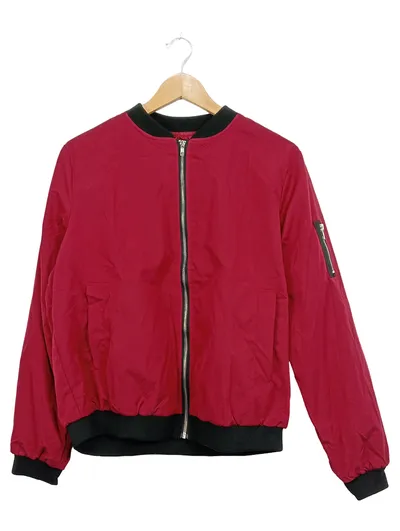 Zeagoo Damen Bomberjacke Rot Gr. 40/L Casual Reißverschluss Polyester