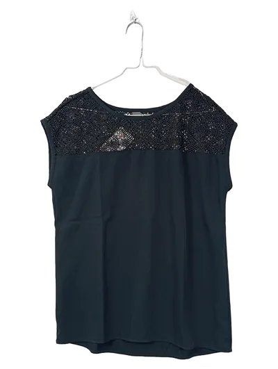 s.Oliver Premium Damen Bluse Gr. 36 Schwarz Spitze Elegant Top