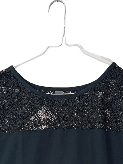s.Oliver Premium Damen Bluse Gr. 36 Schwarz Spitze Elegant Top