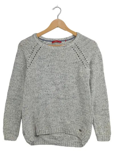 EDC by Esprit Damen Pullover Gr. M Grau Meliert Baumwolle Lochmuster