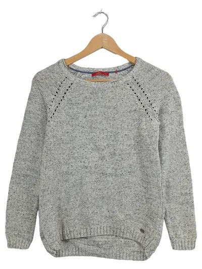 EDC by Esprit Damen Pullover Gr. M Grau Meliert Baumwolle Lochmuster