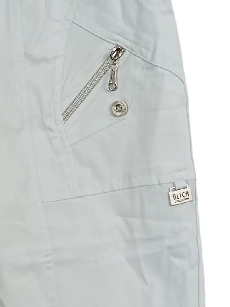 Alica Collection Damen Capri Stoffhose Gr. 48 Grau Elastisch NEU 2