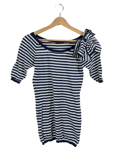 Sisley Damen Pullover Maritim Gestreift Kurzarm Baumwolle Blau Gr. XS