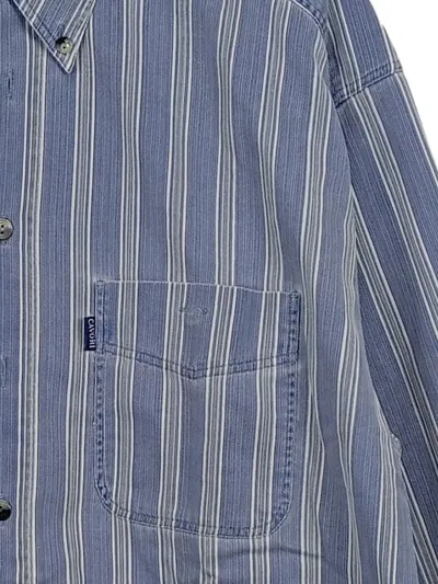 Cavori Herren Freizeithemd Blau Gestreift Langarm Baumwolle Gr. 50 L