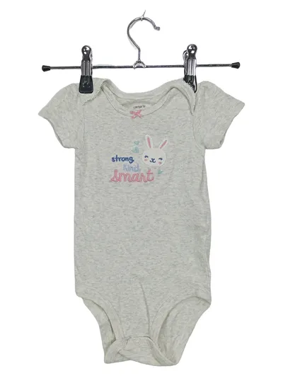 Carter's Baby Body Mädchen Gr. 80 12M Hase Strong Kind Smart Grau