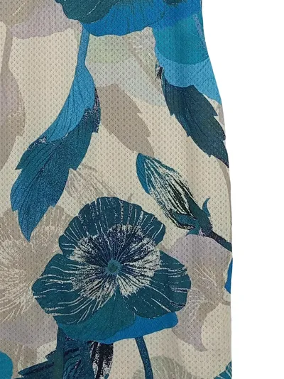 GUESS Damen Cocktailkleid Schlauchkleid Blumen Muster Blau Gr. 38 M