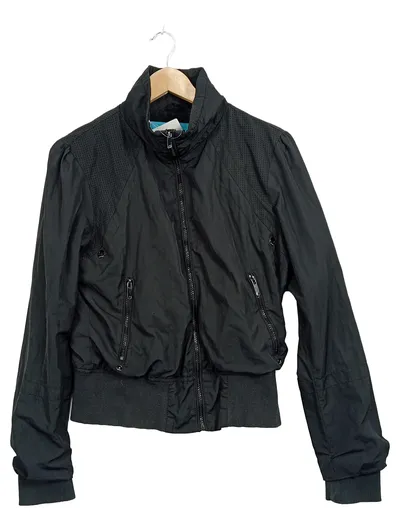 Fishbone Trainingsjacke Kinder Gr. 164/XL Schwarz Sportjacke Bomber