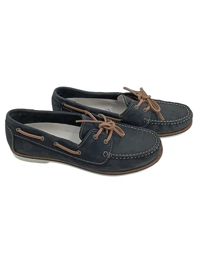 Tamaris Bootsschuhe Damen Leder Schnürschuhe Maritim Blau Gr. 39