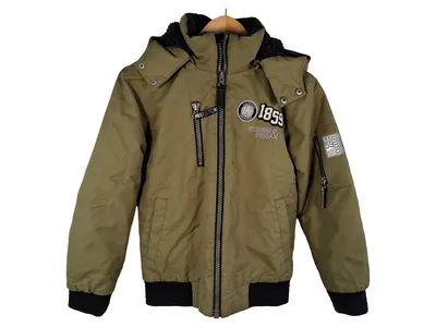 Lacrosse Canada Kinder Outdoorjacke Gr. 140 Oliv Logo Print Kapuze