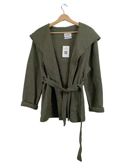 Nicole Farhi Damen Strickjacke Wolle Kapuze Wickel Oliv Gr. 40/42