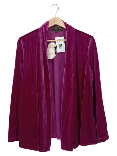 POMPÖÖS Damen Strickjacke LILA Gr. 40 Festlich Glamourös Polyester Elasthan