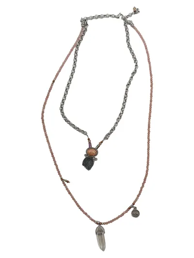 Exoal Damen Halskette Anhänger Rosa Perlen Halbedelstein 75cm Boho Freizeit