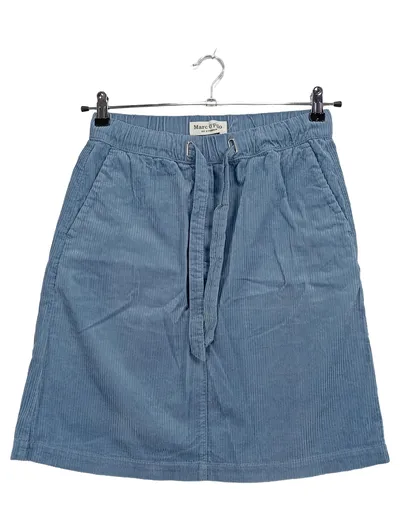 Marc O'Polo Cordrock Damen Blau Gr. 34 Baumwolle Midirock Casual Alltag
