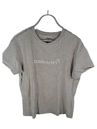 BEKKIN Herren T-Shirt Gr. L Grau Logo-Print Baumwolle Casual 1