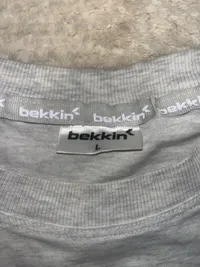 BEKKIN Herren T-Shirt Gr. L Grau Logo-Print Baumwolle Casual 2