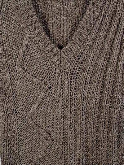 Diesel Damen Pullover Strickmuster Zopfmuster Lochmuster Grau Gr. S Wolle