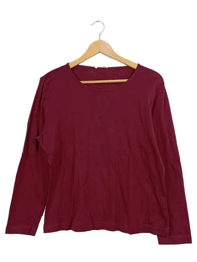 Waschbär Damen Langarmshirt Gr. 44-46 Bordeaux Rot Baumwolle Basic