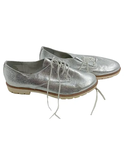 Tamaris Schnürschuhe Damen Leder Silber Gr. 39 Elegant Frühjahr Sommer