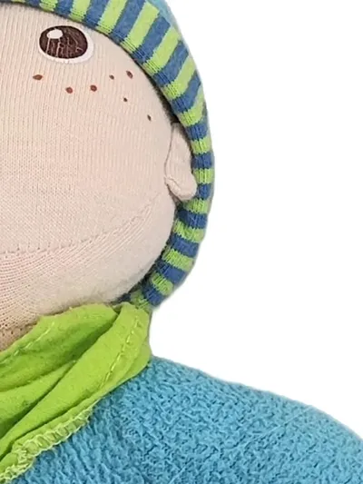 HABA Stoffpuppe Junge Babypuppe Blau Grün 28 cm Kuschelpuppe Baby
