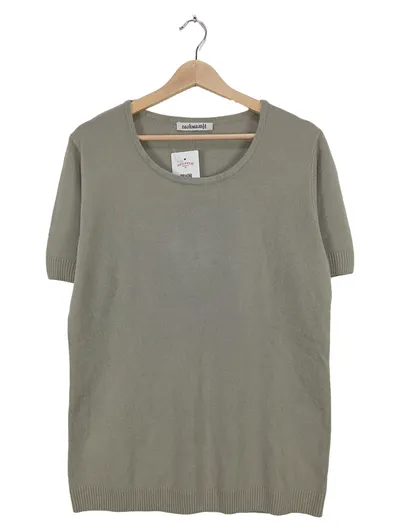 CASHMASOFT Damen Pullover Strickshirt Kurzarm Basic Rippstrick Beige Gr. 44/XXL