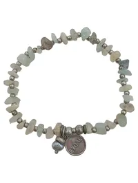 Exoal Damen Armband Bohemian Halbedelstein Perlen Grau 18cm 1