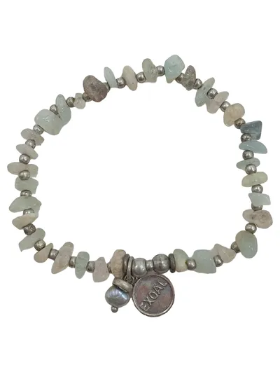Exoal Damen Armband Bohemian Halbedelstein Perlen Grau 18cm