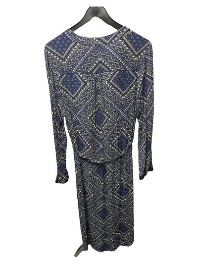 Apricot Wickelkleid Damen Gr. 42/XL Paisley Blau Boho Langarm