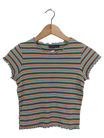 Brandy Melville Gestreiftes Crop Top Damen S Baumwolle Kurzarm T-Shirt