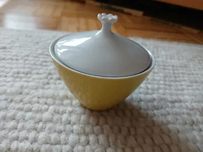 Bavaria Porzellan Zuckerdose Vintage Gelb Uni Minimalistisch