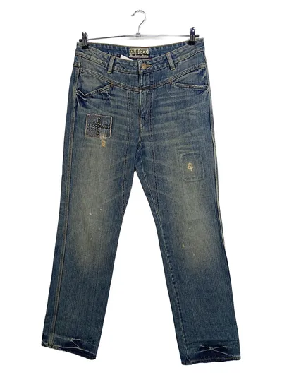 CLOSED Destroyed Jeans Damen Vintage Blau W30 L33 Knopf Baumwolle
