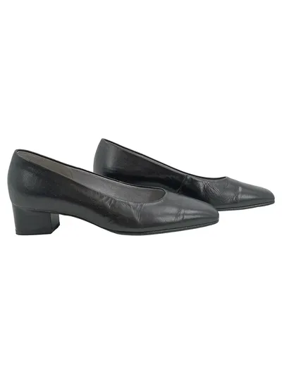 Gabor Damen Pumps Schwarz Leder Gr. 35,5 Klassisch Blockabsatz