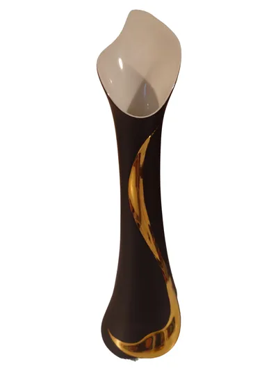 Königlich Tettau Porzellan Vase Elegant Schwarz Abstrakte Kunst Metallic 4cm