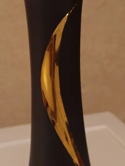 Königlich Tettau Porzellan Vase Elegant Schwarz Abstrakte Kunst Metallic 4cm