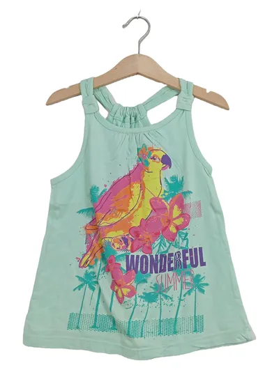 Topolino Mädchen Top Shirt Gr. 116 Türkis Papagei Motiv Sommer