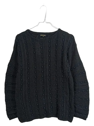 Massimo Dutti Strickpullover Damen Gr. S Schwarz Strukturmuster Italy