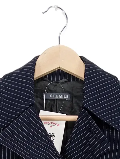 ST.EMILE Blazer Nadelstreifen Schurwolle Dunkelblau Damen Gr. 36 Business
