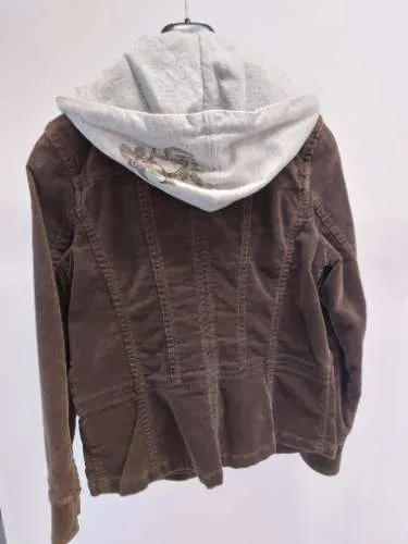 EDC by Esprit Damen Cordjacke Braun Kapuze Cord Jacke Gr. L 40