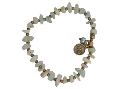 Exoal Armband Aquamarin Splittersteine Silberperlen Bohemian Damen Türkis