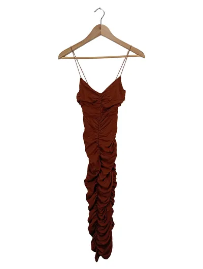 ASOS Design Trägerkleid Damen Elegant Braun Raffung Gr. 36 Party Midikleid