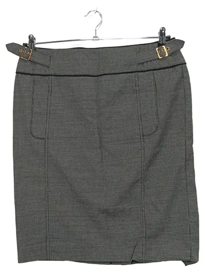 MAX&Co. Bleistiftrock Damen Gr. 42 Grau Fischgrät Wolle Business