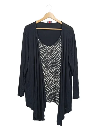 Bel Moda Damen Twin Set Cardigan Top Zebra Muster Gr. 44 Schwarz