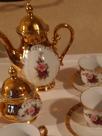Royal Porzellan KPM Kaffeeservice Gold Rosen 15tlg 6 Pers. Luxus