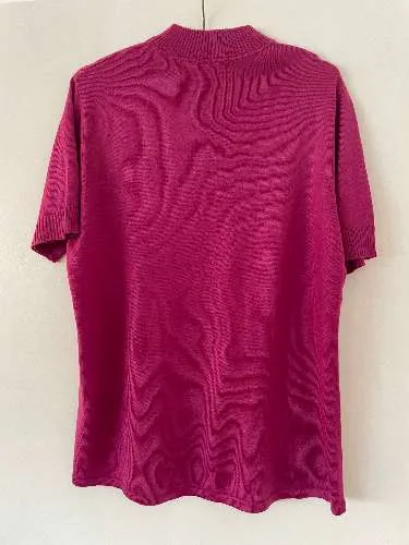 CASHMASOFT Damen Pullover Kurzarm Rippstrick Uni Pink Gr. 46