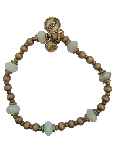 Exoal Damen Armband Gold Bohemian Metall Halbedelstein Perlen