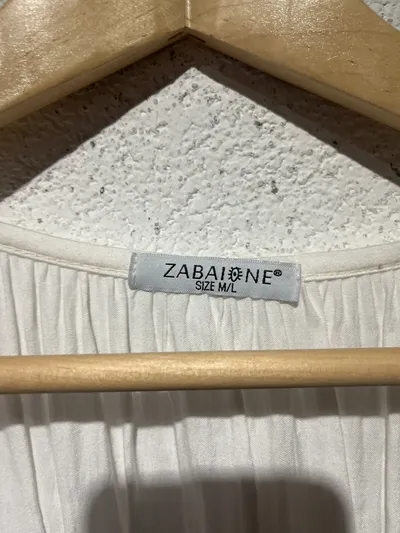 ZABAIONE Damen Tunika Bluse Weiß Pailletten Boho Gr. M/L